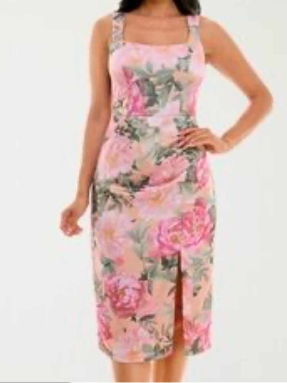 Premier Amour NWT Floral Square-Neck Pink Sheath Dress